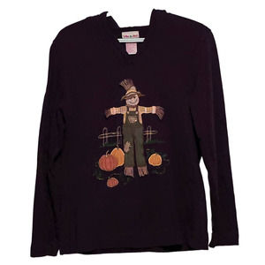 Toffee Apple Women's Brown Scarecrow Hooded V-Neck Sweatshirt‎ Size M